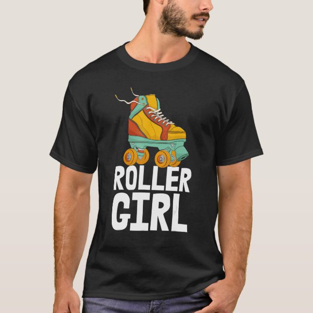 Roller Girl Skating Rolling Shoes Birthday T Shirt (Framsida)