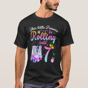 Roller Skate 7:e Birthday 7 Year Old Girl Party T Shirt