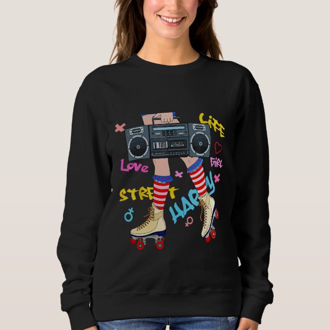 Roller Skate 90s Disco Skating Girl Women T Shirt (Framsida)