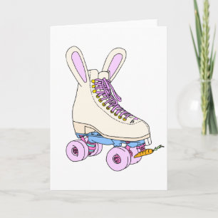Roller Skate Bunny Card (Roligt/Tecknad/Påsk) Kort