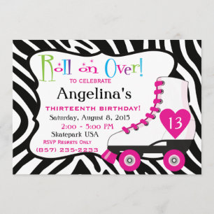 Roller Skate Födelsedagsfest inbjudan