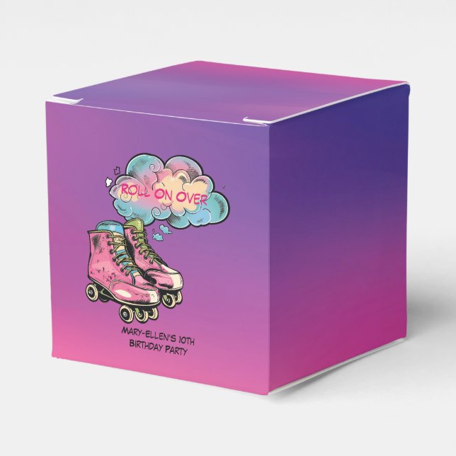 Roller Skate Girl Födelsedagsfest Tack Presentaskar (Framsidan Sidan)
