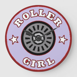 Roller Skate Girl Wall Clock Stor Klocka