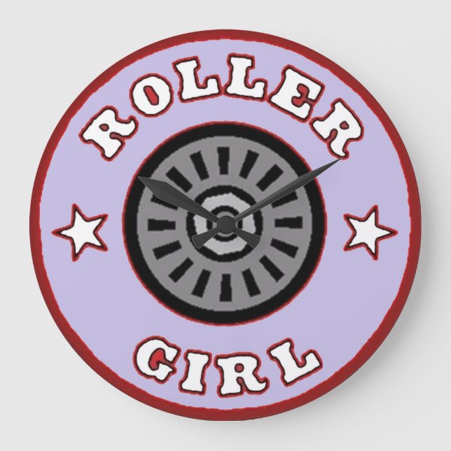 Roller Skate Girl Wall Clock Stor Klocka (Framsida)