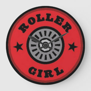 Roller Skate Girl Wall Clock Stor Klocka