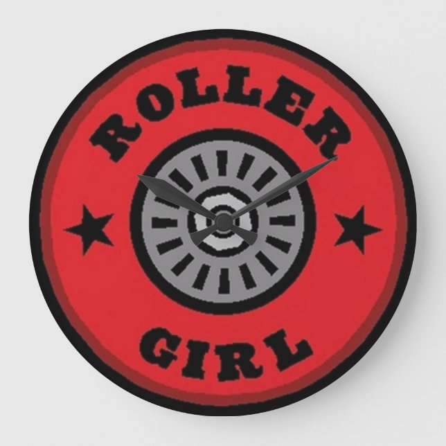 Roller Skate Girl Wall Clock Stor Klocka (Framsida)