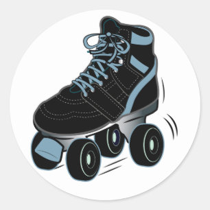 Roller Skate in Black Runt Klistermärke
