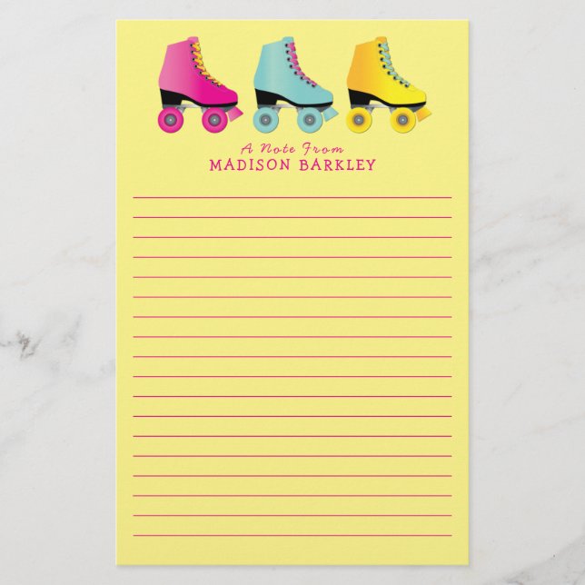 Roller Skate Kid Cute Retro Skate Brevpapper (Framsida)