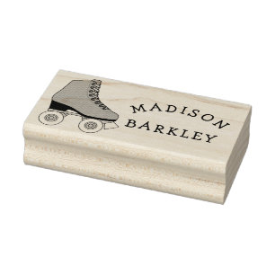 Roller Skate Kid Cute Skating Retro Namn Stämpel