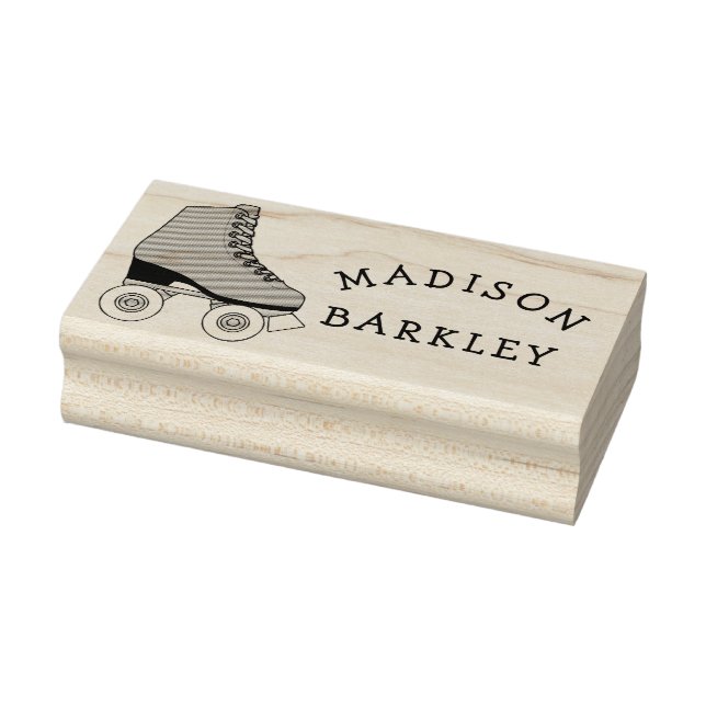 Roller Skate Kid Cute Skating Retro Namn Stämpel (Stämpel)