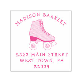 Roller Skate Kid Skating Returadress Frimärke Självfärgande Stämpel