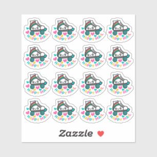 Roller Skate Lycklig Mail Anpassningsbar-Klipp vin Klistermärken