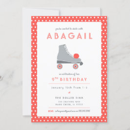 Roller Skate Party - Coral Inbjudningar