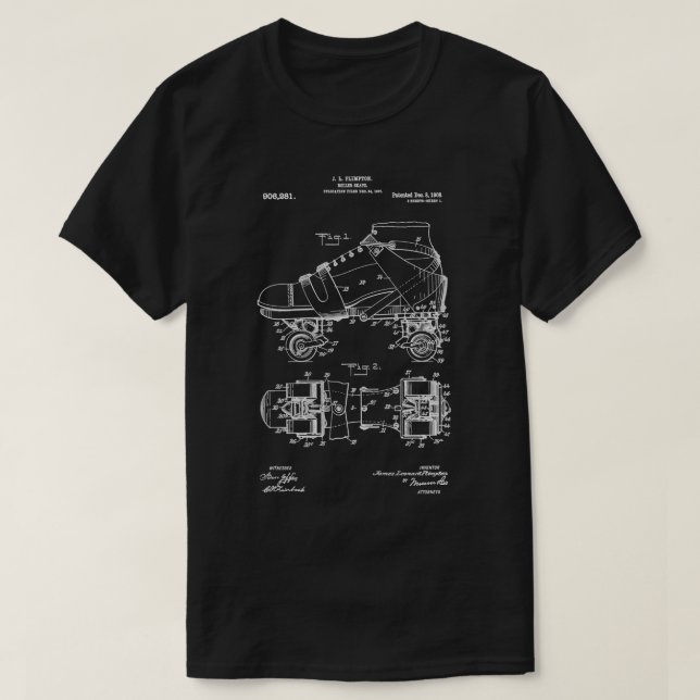 Roller Skate Patent White 2 T Shirt (Design framsida)