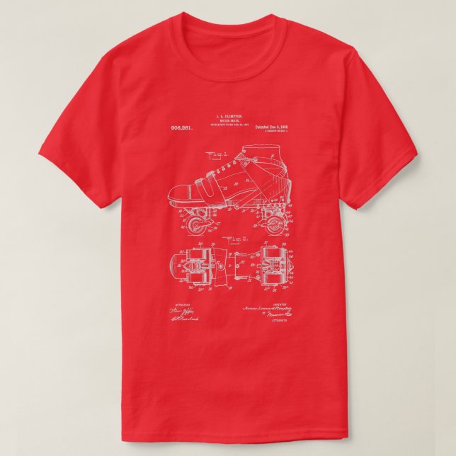 Roller Skate Patent White T Shirt (Design framsida)