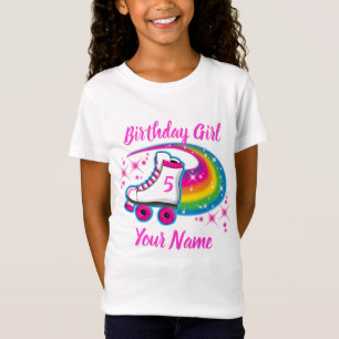 Roller Skate Rainbow Gnistra Birthday Girl any age T Shirt