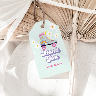 Roller skate Retro Rainbow Birthday Presentetikett