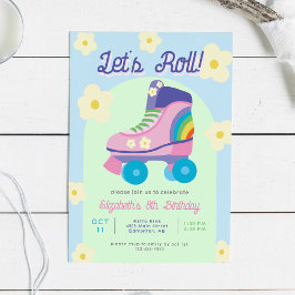 Roller Skate Retro Skating Girls Birthday Inbjudningar
