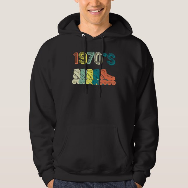 Roller Skate Skating 70s Retro Hoodie (Framsida)