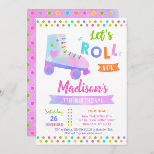 Roller Skate Skating Födelsedagsfest inbjudan