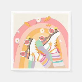 Roller Skate Skating Retro Groovy Girl Birthday Pappersservett