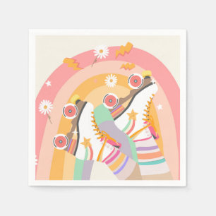 Roller Skate Skating Retro Groovy Girl Birthday Pappersservett