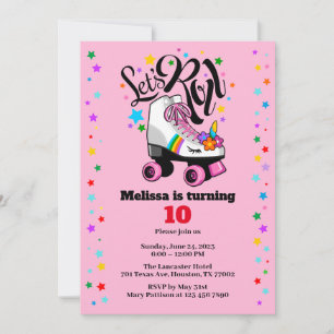 Roller Skate Unicorn oavsett ålder Inbjudningar