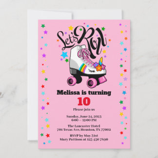 Roller Skate Unicorn oavsett ålder Inbjudningar