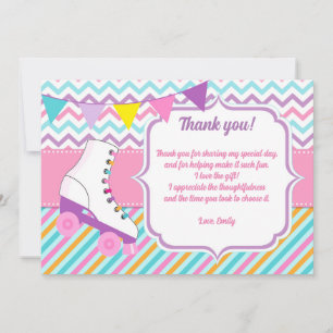 Roller Skates Birthday Tack you Card Kort