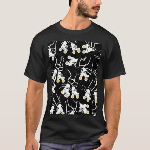 Roller Skates Black White Guld T Shirt