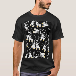Roller Skates Black White Guld T Shirt