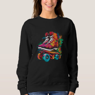 Roller Skates Cartoon Style Indoor Sport T Shirt