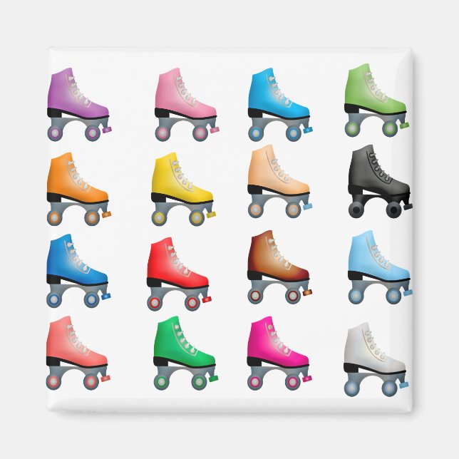 Roller Skates Colorful Mönster Retro Rollerskates Magnet (Framsidan)