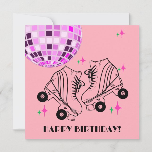 Roller Skates Derby Skating Rosa Disco Birthday (Framsida)