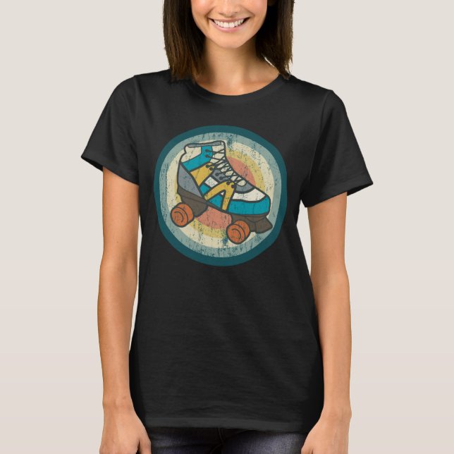 Roller Skates Retro Roller Skates Roller Disco T Shirt (Framsida)