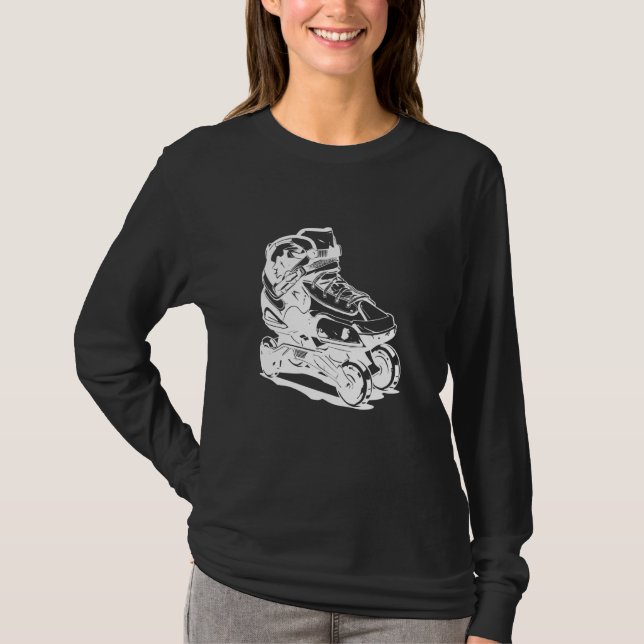 Roller Skates Teckning T Shirt (Framsida)