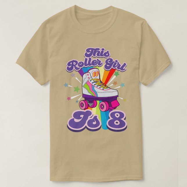 Roller Skating 8 Year Old 8th Birthday Girl Skate  T Shirt (Design framsida)