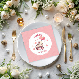 Roller Skating Balloons Glitter Girl Birthday Pappersservett