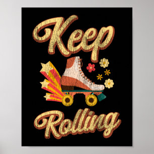 Roller Skating Behålla Rolling 1970S Retro Vintage Poster