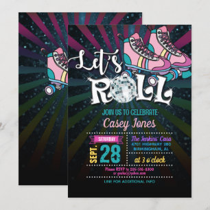 Roller Skating Birthday bjudande - Girl Inbjudningar