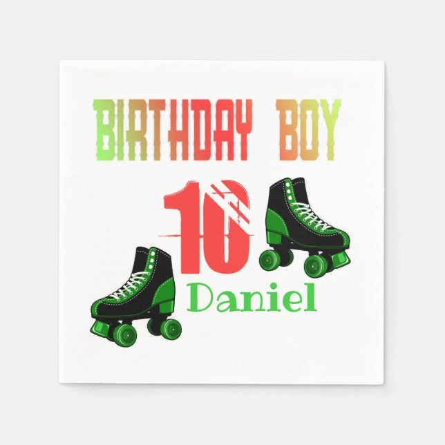 Roller Skating Birthday Boy Family Matching Pappersservett (Framsidan)