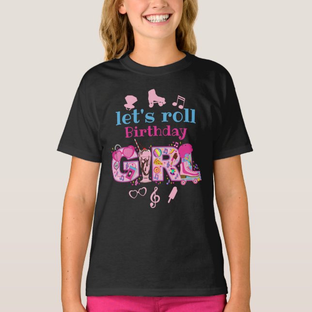 Roller Skating Birthday Girl T Shirt (Framsida)