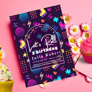 Roller Skating Birthday mönster,glesskridskor part Inbjudningar