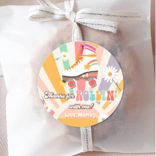 Roller Skating Birthday Retro Skate Rollin Tack Runt Klistermärke