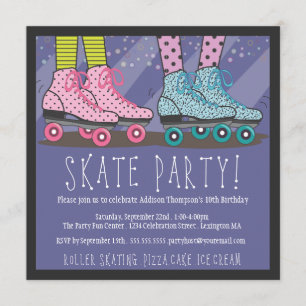 Roller Skating Födelsedagsfest inbjudan