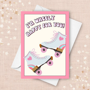 Roller Skating Funny Pun Bröllop Grattiss Kort