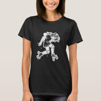 Roller Skating Girl Cartoon Look for Girls T Shirt