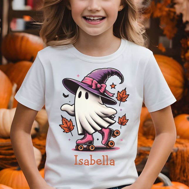 Roller Skating Halloween Cute Ghost Personlig T Shirt (Skapare uppladdad)