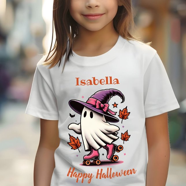 Roller Skating Halloween Cute Ghost Personlig T Shirt (Skapare uppladdad)
