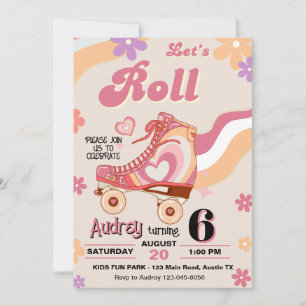 Roller Skating Låt oss Roll Birthday Inbjudningar